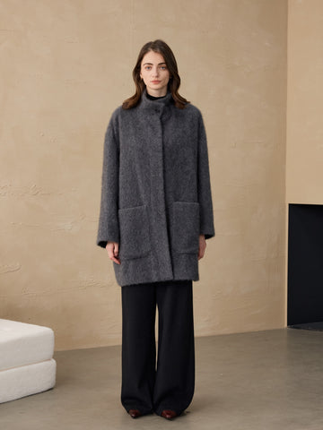 Stand-up Collar Mid-length Coat