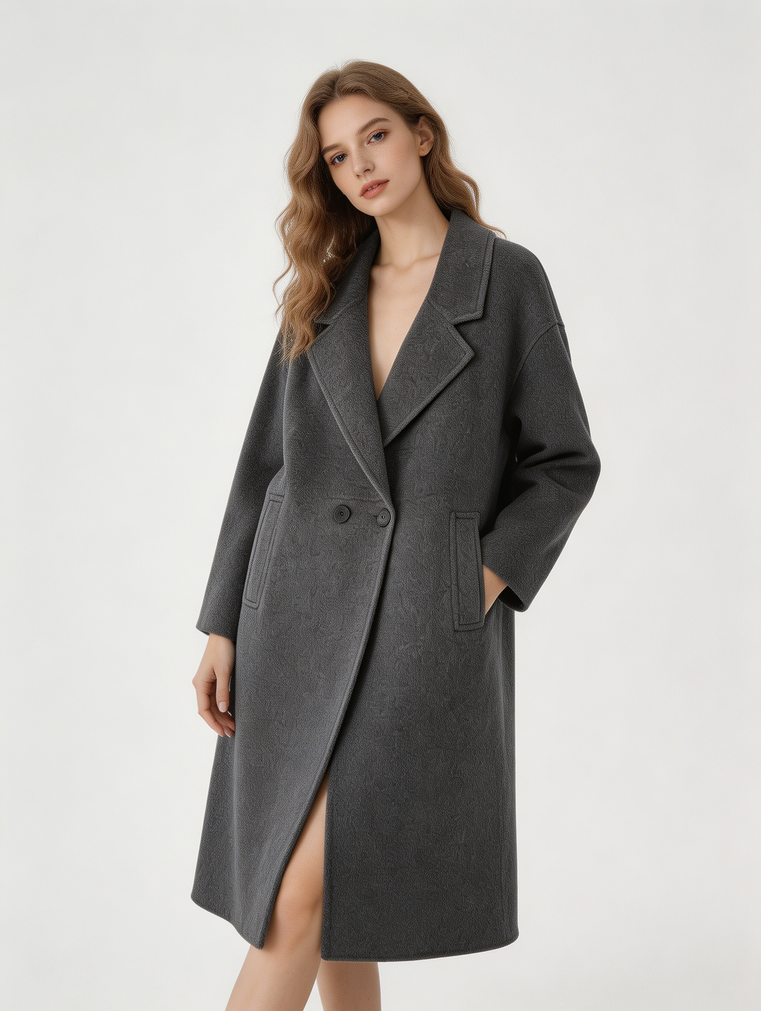 Suit Collar Long Wool Camel Hair Blend Coat | Premium Wool | Luxury Coat | CEID Fashion - Luxury Wool Outerwear by CEID - Image 1