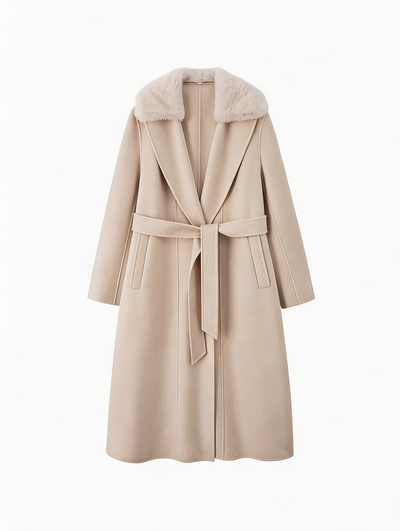 Premium 100% Cashmere Long Coat with Mink Fur Collar | Luxury Outerwear | CEID Fashion - Luxury Cashmere Outerwear by CEID - Image 1