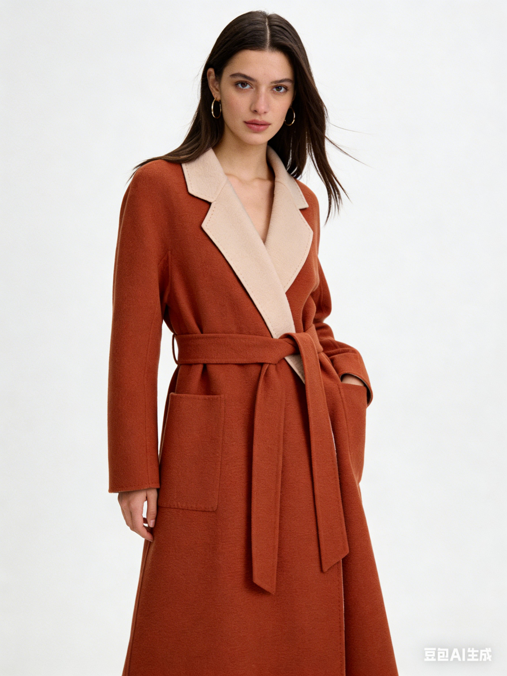 Two-Tone Cashmere Belted Wrap Coat | Premium Cashmere | Luxury Coat | CEID Fashion - Luxury Cashmere Outerwear by CEID - Image 6
