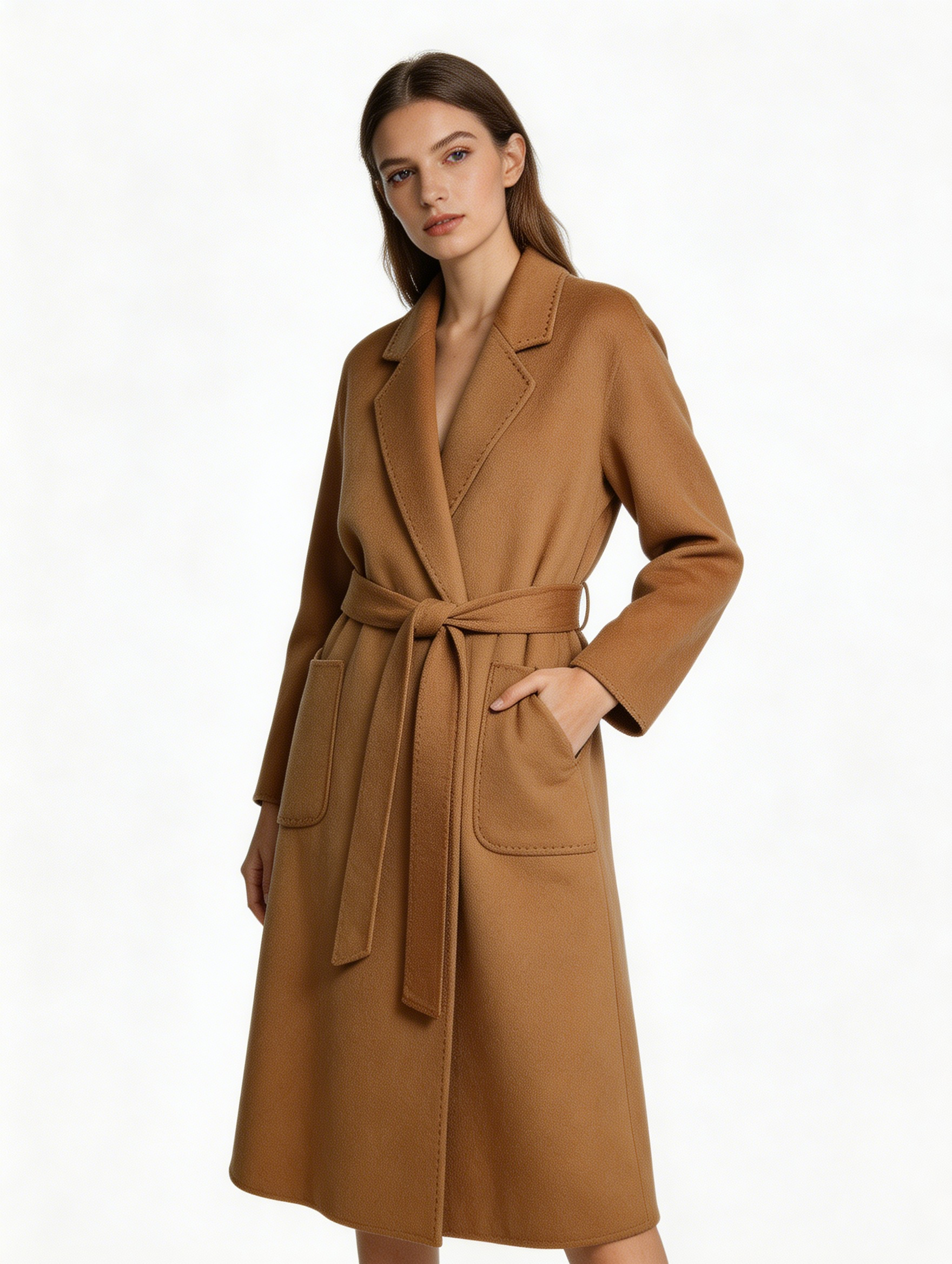 Luxury 100% Cashmere Bathrobe Style Long Coat | Elegant Wrap Outerwear - Luxury Cashmere Outerwear by CEID - Image 5