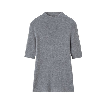 Cashmere Blend Half-High Neck Short Sleeve Top | Premium Cashmere | CEID Fashion - Luxury Cashmere Outerwear by CEID - Image 1