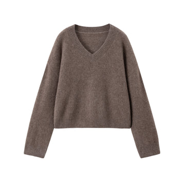 Cashmere Blend Brushed V-Neck Short Sleeve Sweater | Premium Cashmere | Cashmere Knitwear | CEID Fashion - Luxury Cashmere Outerwear by CEID - Image 1