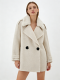 Large Lapel Short Coat with Fur Collar | Luxury Coat | CEID Fashion - Luxury Wool Outerwear by CEID - Image 7