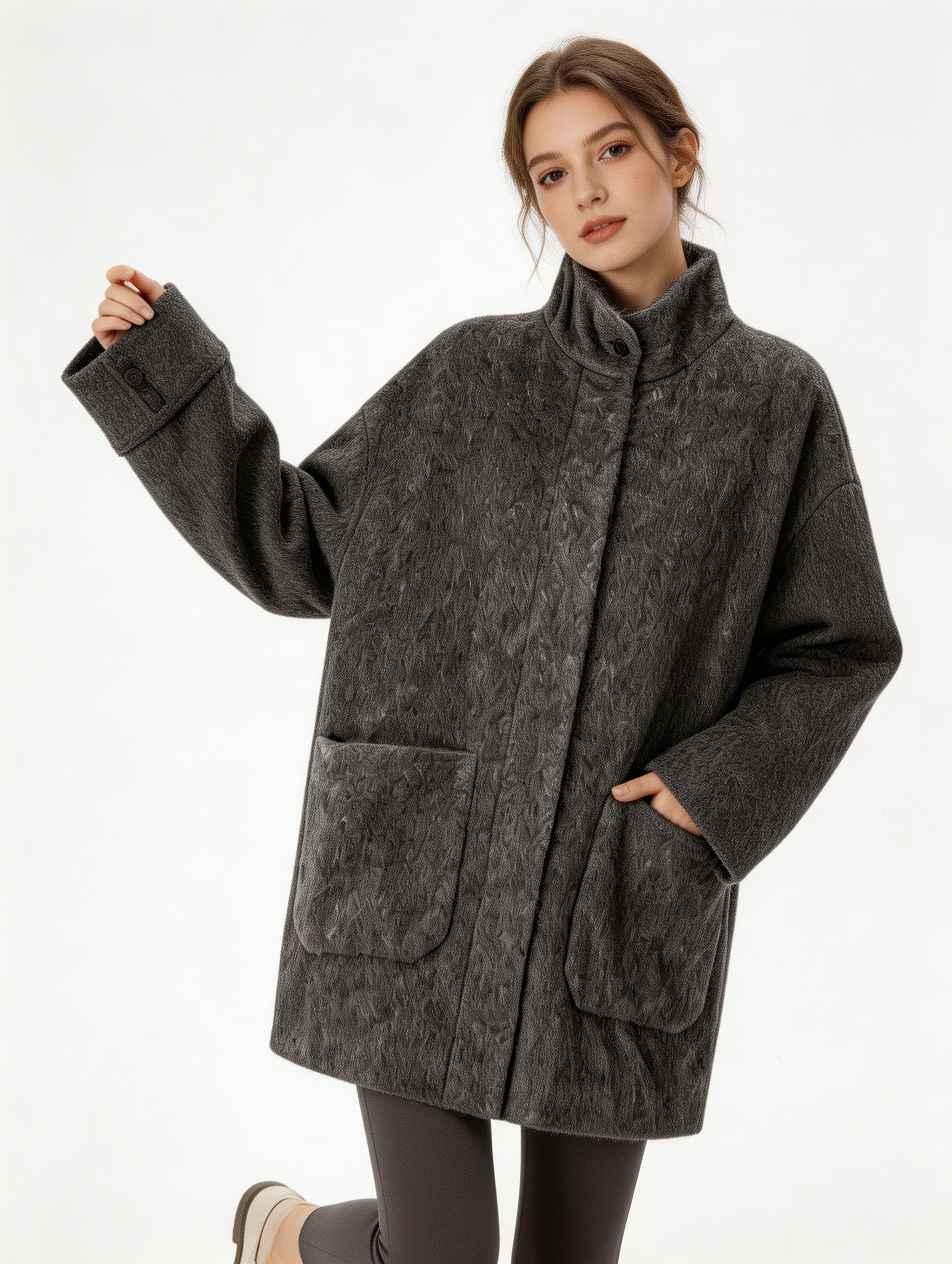 100% Cashmere Stand-Up Collar Mid-Length Coat | Premium Cashmere | Luxury Coat | CEID Fashion - Luxury Cashmere Outerwear by CEID - Image 6