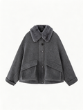Short Zip Coat with Fox Fur Collar | Luxury Coat | CEID Fashion - Luxury Wool Outerwear by CEID - Image 1