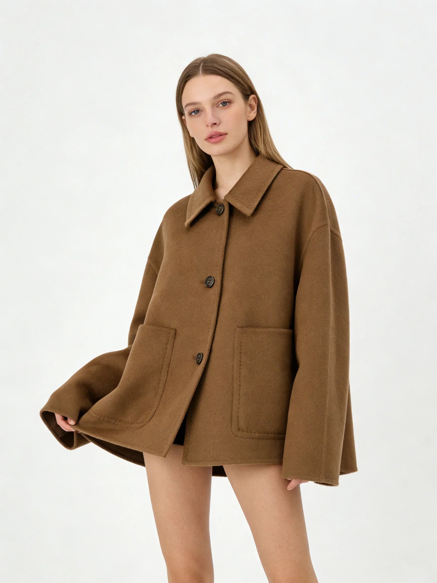Simple Luxury Small Lapel Short Cashmere Coat | Premium Cashmere | Luxury Coat | Luxury Outerwear | CEID Fashion - Luxury Cashmere Outerwear by CEID - Image 2
