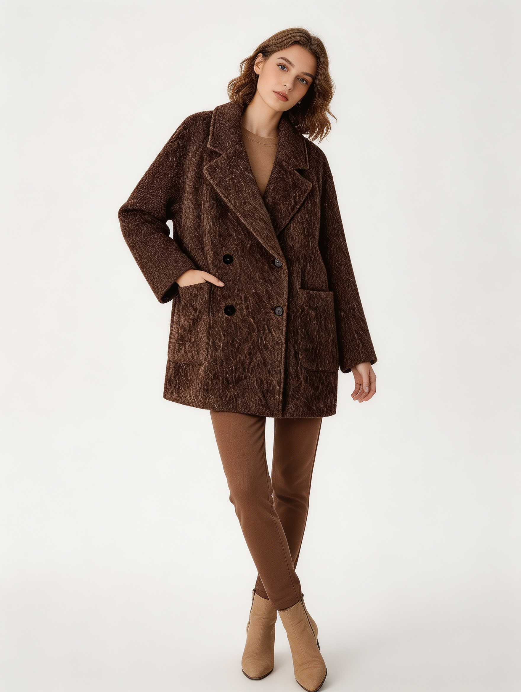 Premium 100% Cashmere Double Breasted Mid-Length Coat | Modern Outerwear | CEID Fashion - Luxury Cashmere Outerwear by CEID - Image 9