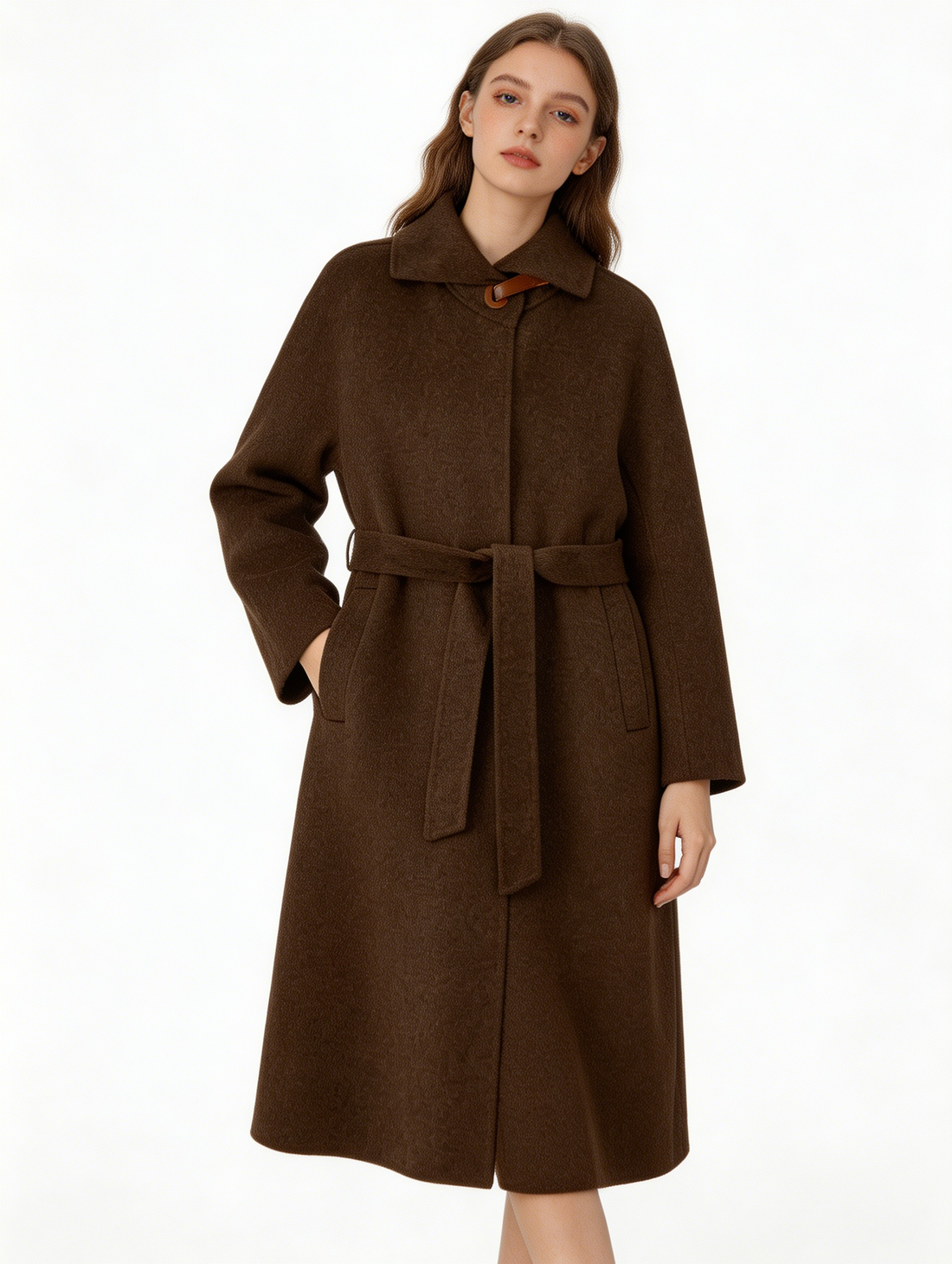 Lace-Up Lapel 100% Cashmere Long Coat | Premium Cashmere | Luxury Coat | CEID Fashion - Luxury Cashmere Outerwear by CEID - Image 1