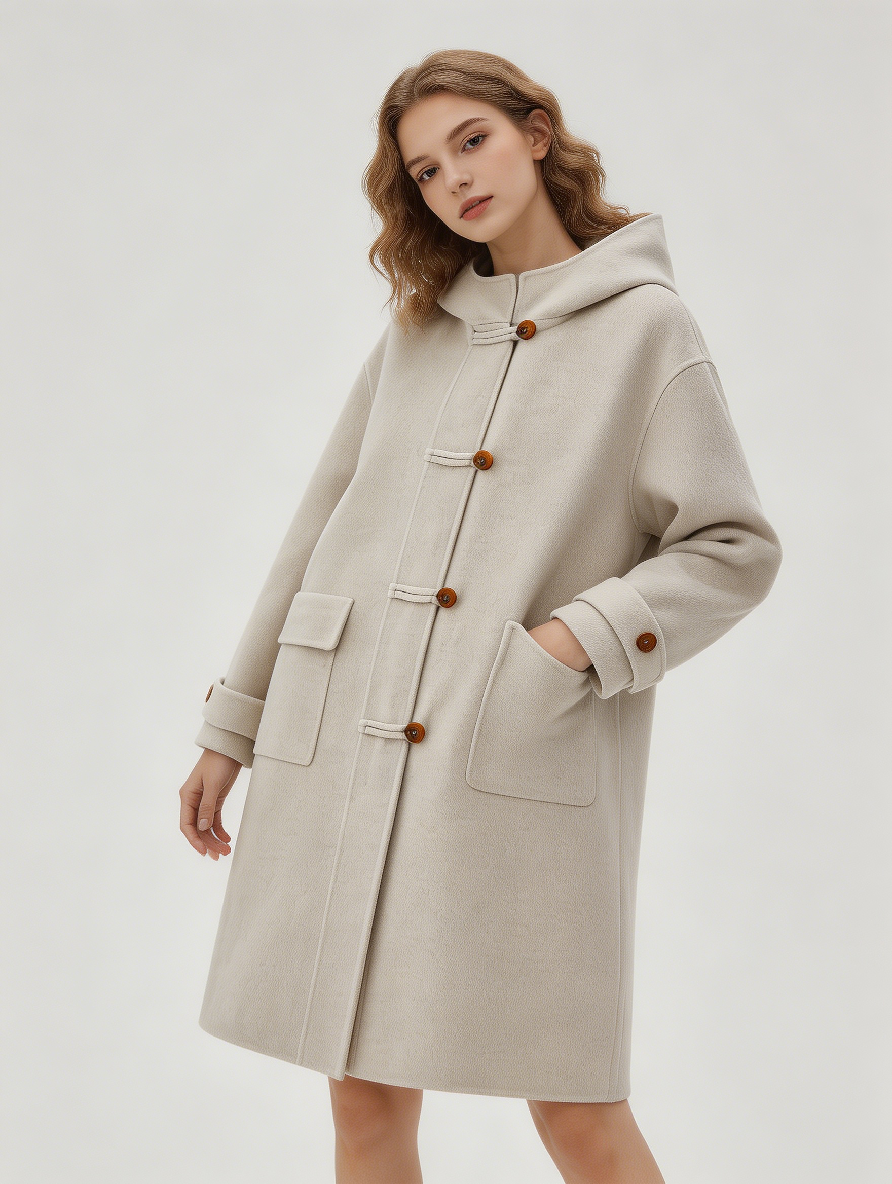 Single Breasted Hooded Long Wool Blend Coat | Premium Wool | Luxury Coat | CEID Fashion - Luxury Wool Outerwear by CEID - Image 10