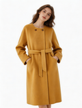 Round Neck Long Wool Camel Hair Coat | Premium Wool | Luxury Coat | CEID Fashion - Luxury Wool Outerwear by CEID - Image 6