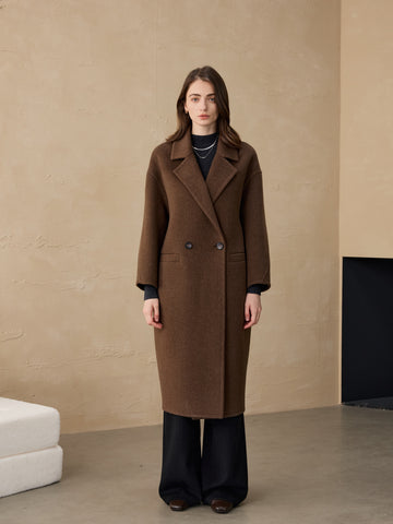 西装领长款大衣