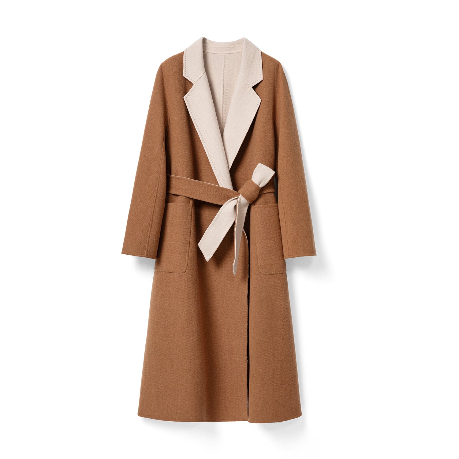 Two-Tone Cashmere Belted Wrap Coat | Premium Cashmere | Luxury Coat | CEID Fashion - Luxury Cashmere Outerwear by CEID - Image 12