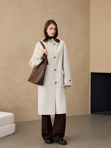 Single Breasted Hooded Long Coat Womens Fall Winter Wool Coats  Midi Peacoat Trench CoatsWomen's Wool and Camel Hair Blend Coat French-Style Fashionable Wide-Cut Long