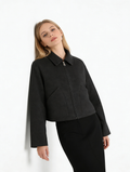 Wool Silk Blend Retro Cropped Coat | Premium Wool | Luxury Coat | CEID Fashion - Luxury Wool Outerwear by CEID - Image 6
