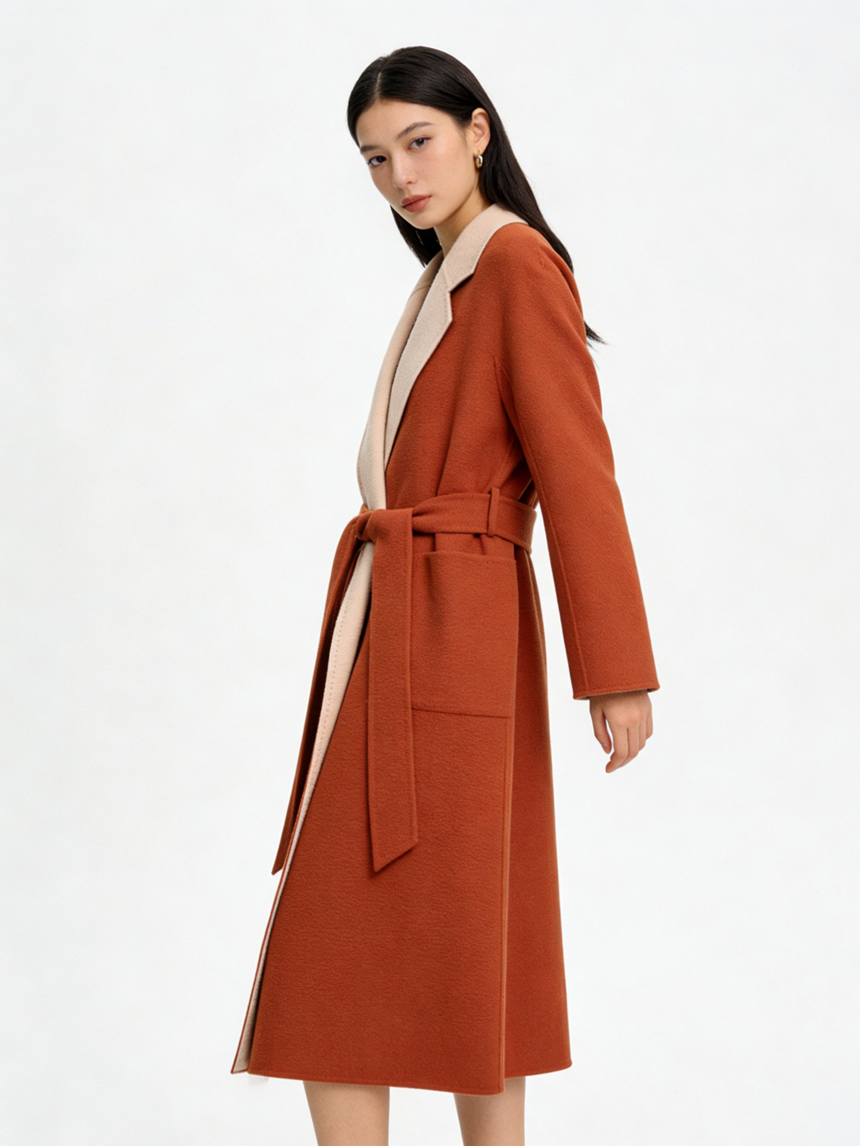 Two-Tone Cashmere Belted Wrap Coat | Premium Cashmere | Luxury Coat | CEID Fashion - Luxury Cashmere Outerwear by CEID - Image 10