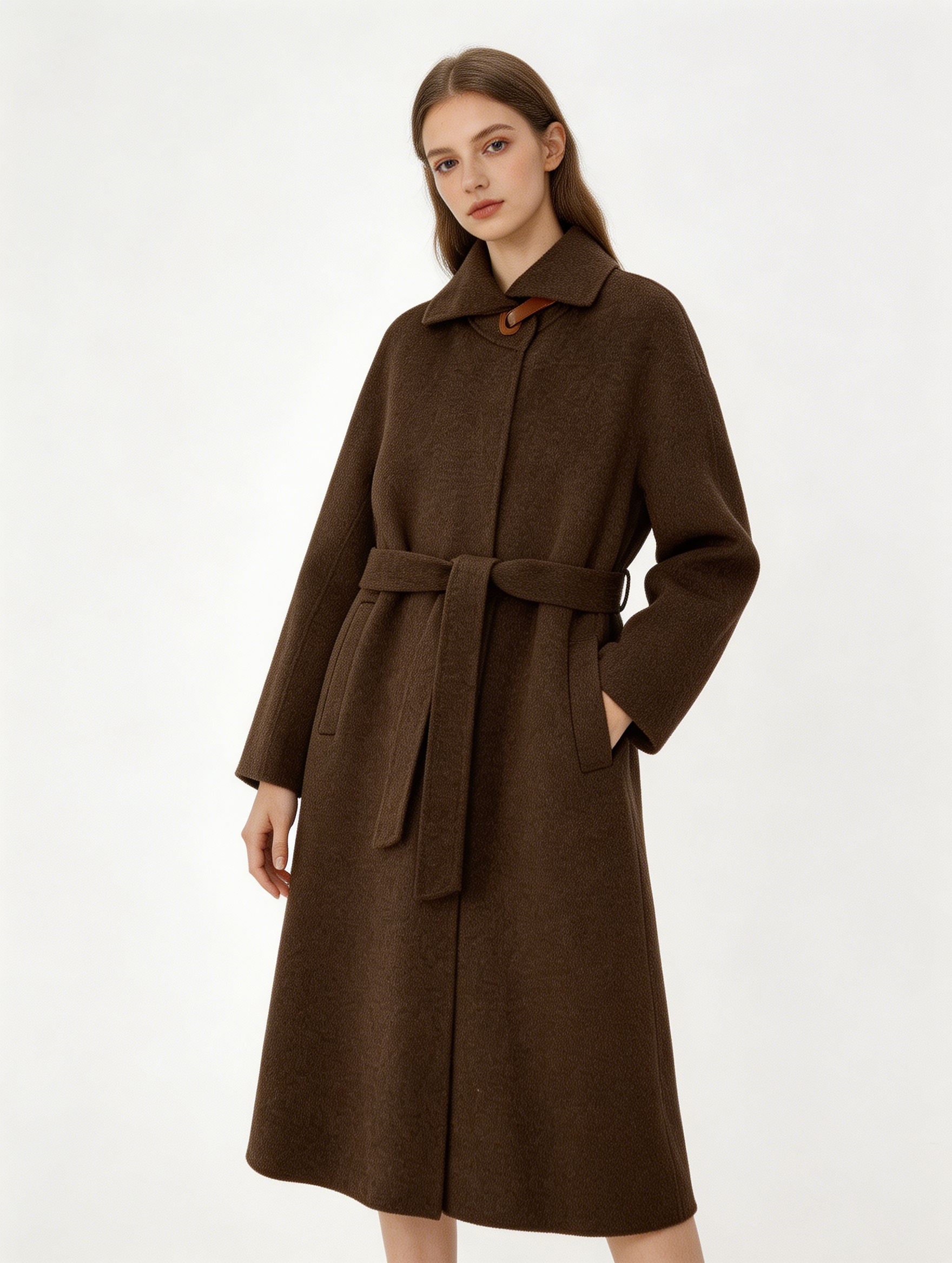 Lace-Up Lapel 100% Cashmere Long Coat | Premium Cashmere | Luxury Lace-Up Lapel 100% Cashmere Long Coat | Premium Cashmere | Luxury