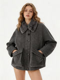 Short Zip Coat with Fox Fur Collar | Luxury Coat | CEID Fashion - Luxury Wool Outerwear by CEID - Image 2