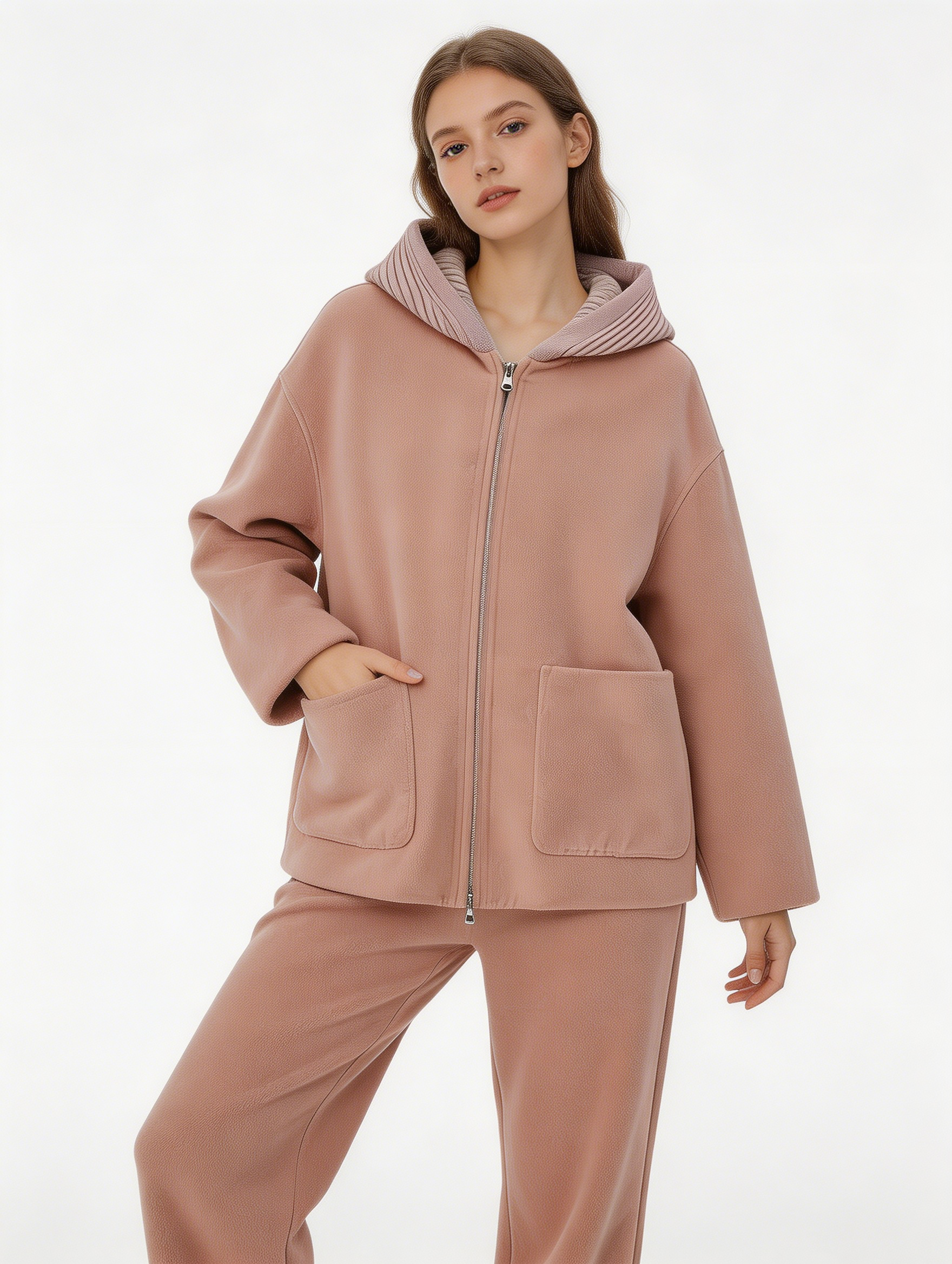 Reversible Wool Zip Coat with Knitted Hood | Premium Wool | Luxury Coat | Cashmere Knitwear | CEID Fashion - Luxury Cashmere Outerwear by CEID - Image 5