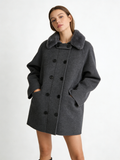 Fox Fur Lapel Double Breasted Short Coat | Luxury Coat | CEID Fashion - Luxury Wool Outerwear by CEID - Image 6