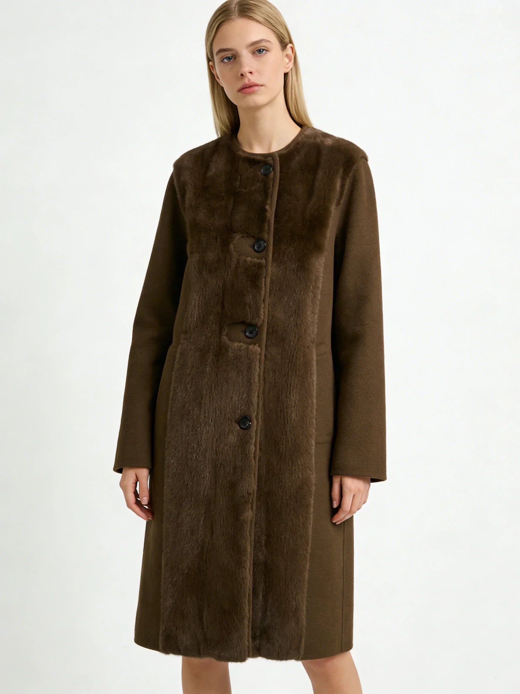 Round Neck Long Mink Cashmere Coat | Premium Cashmere | Luxury Coat | CEID Fashion - Luxury Cashmere Outerwear by CEID - Image 4