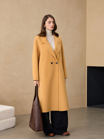 西装领长款大衣