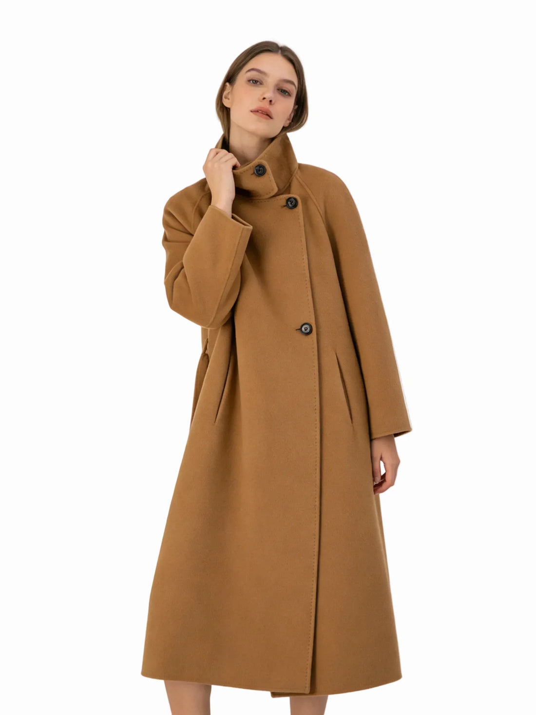 Luxury 100% Cashmere Hepburn Style Standing Collar Coat | Classic Elegant Outerwear | CEID Fashion - Luxury Cashmere Outerwear by CEID - Image 1