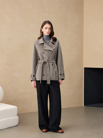Double-breasted Lapel Short Coat