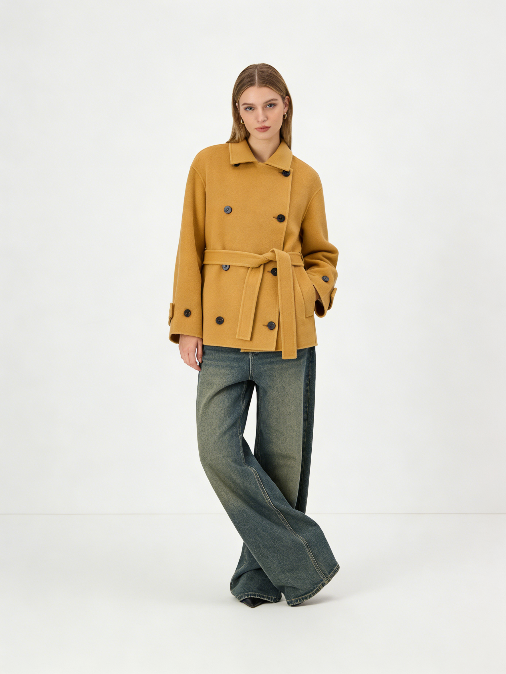 Double Breasted Lapel Short Wool Blend Coat | Premium Wool | Luxury Coat | CEID Fashion - Luxury Wool Outerwear by CEID - Image 7