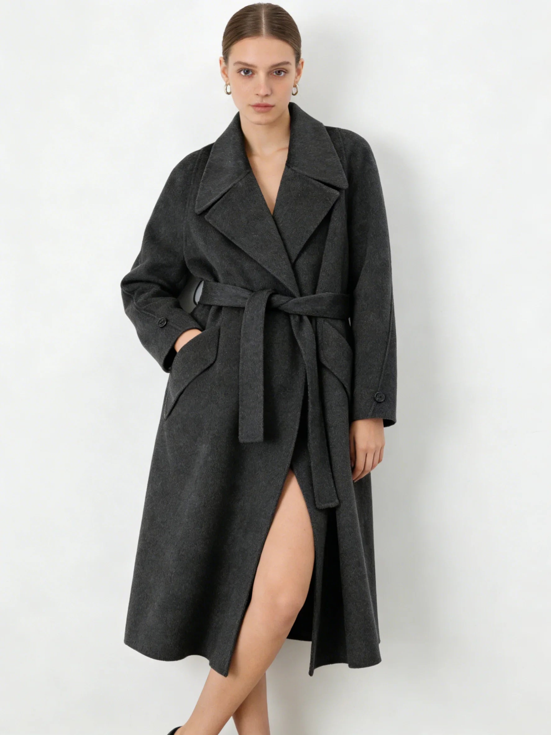 Suit Collar 100% Cashmere Long Coat | Premium Cashmere | Luxury Coat | CEID Fashion - Luxury Cashmere Outerwear by CEID - Image 3