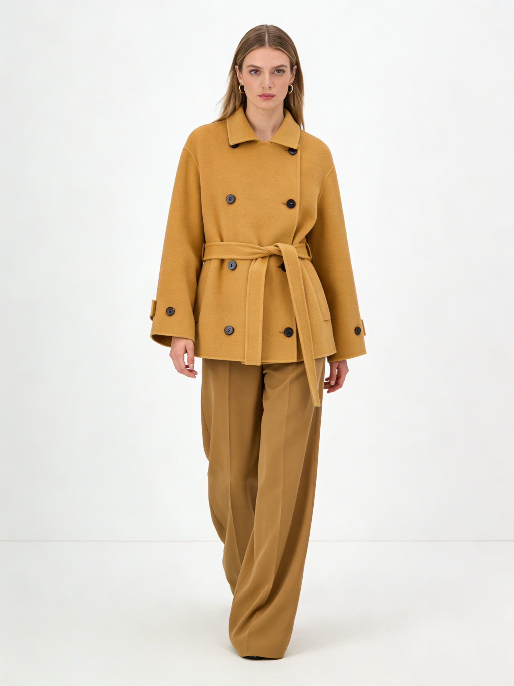 Double Breasted Lapel Short Wool Blend Coat | Premium Wool | Luxury Coat | CEID Fashion - Luxury Wool Outerwear by CEID - Image 3