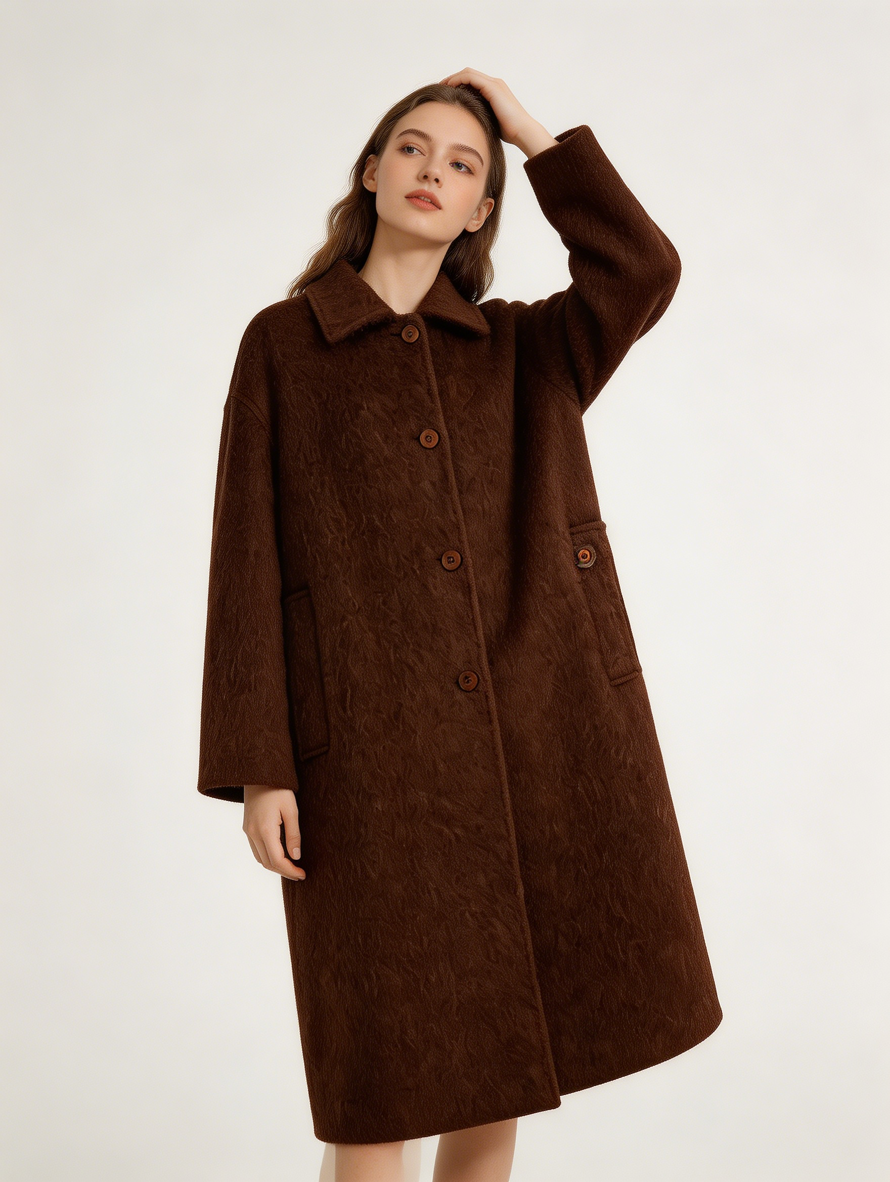 Luxury 100% Cashmere Lapel Single Breasted Long Coat | Elegant Outerwear | CEID Fashion - Luxury Cashmere Outerwear by CEID - Image 2