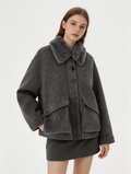 Short Zip Coat with Fox Fur Collar | Luxury Coat | CEID Fashion - Luxury Wool Outerwear by CEID - Image 3