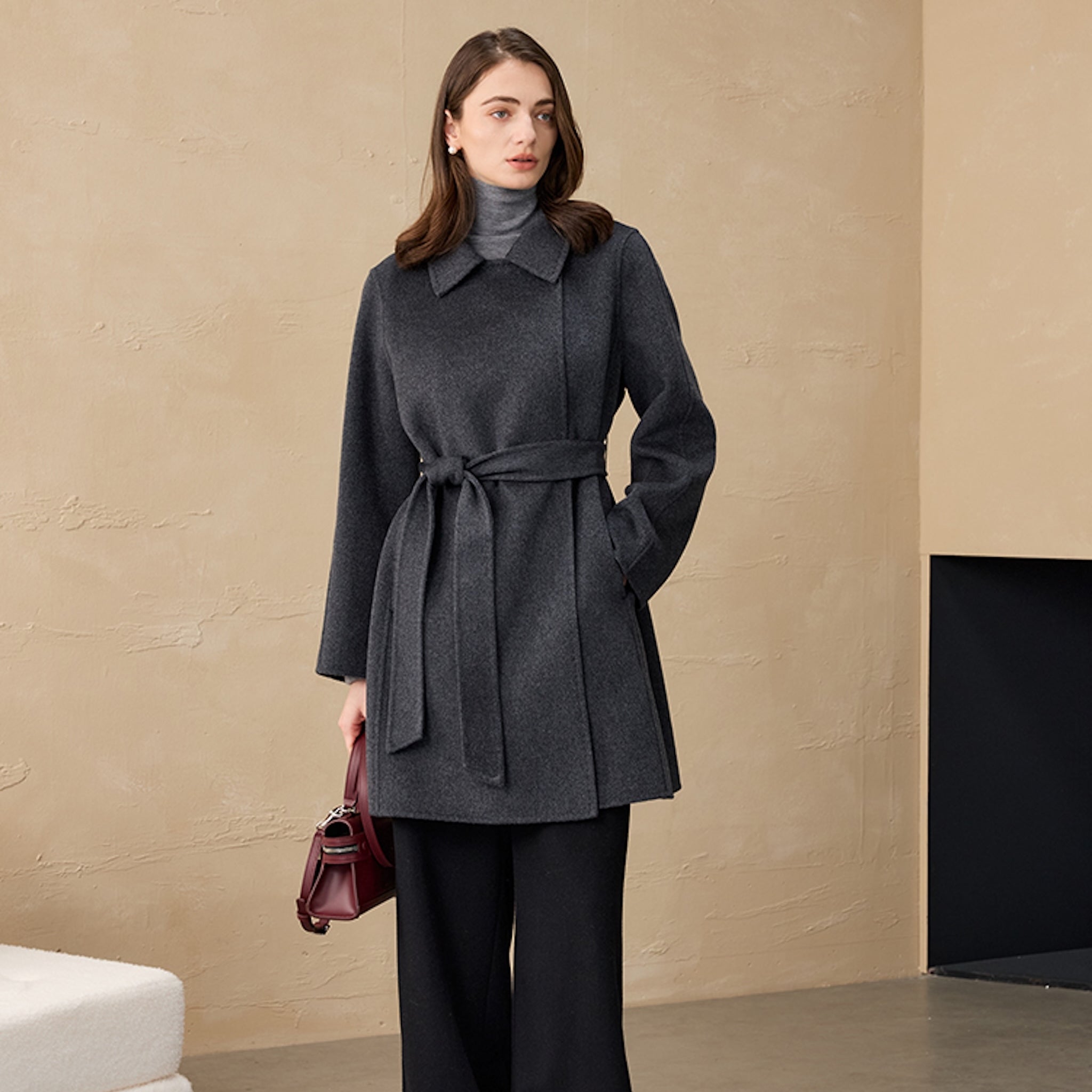 Short Double-Faced Tweed Multi-Wear Coat