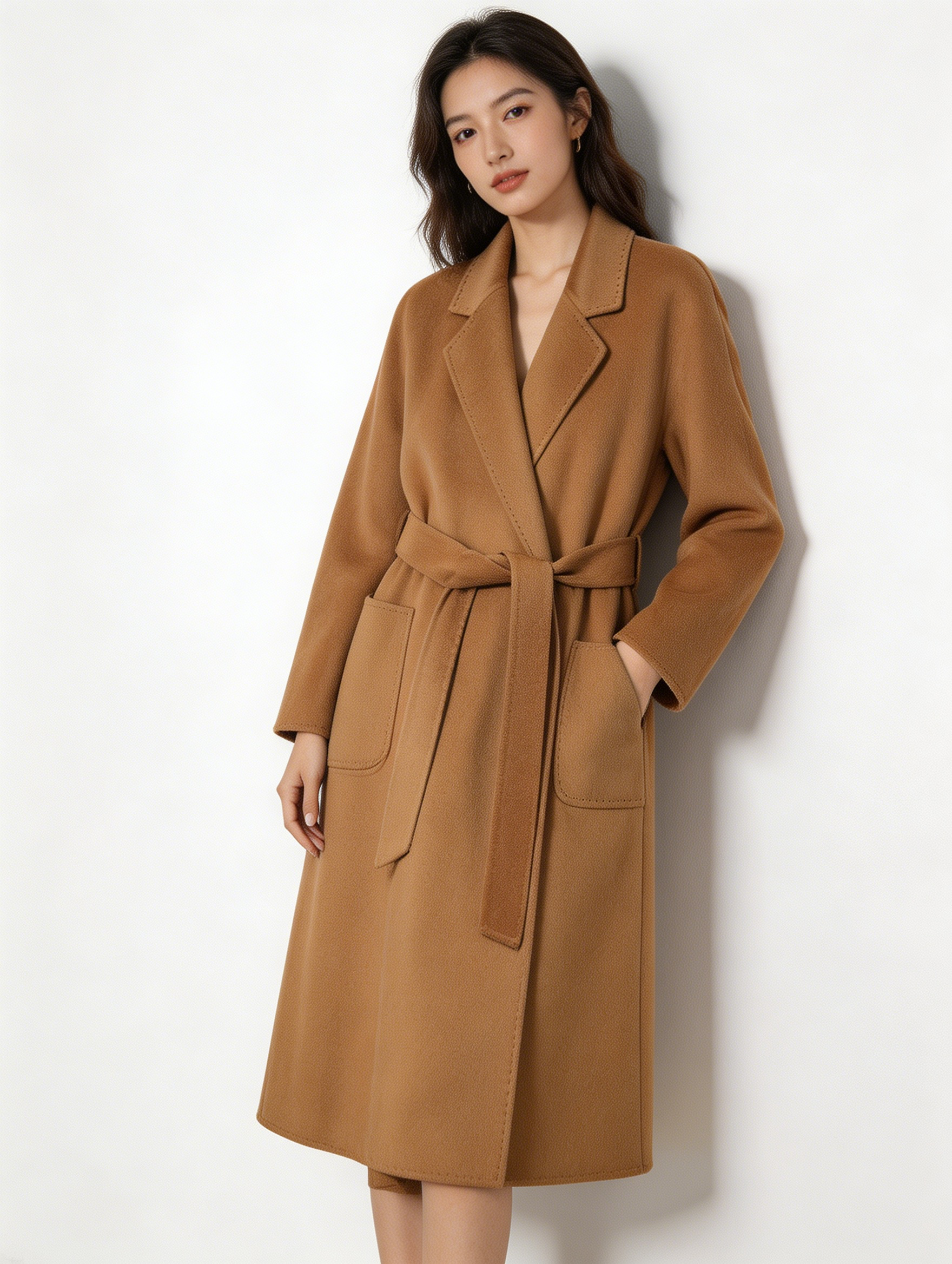 Luxury 100% Cashmere Bathrobe Style Long Coat | Elegant Wrap Outerwear - Luxury Cashmere Outerwear by CEID - Image 3