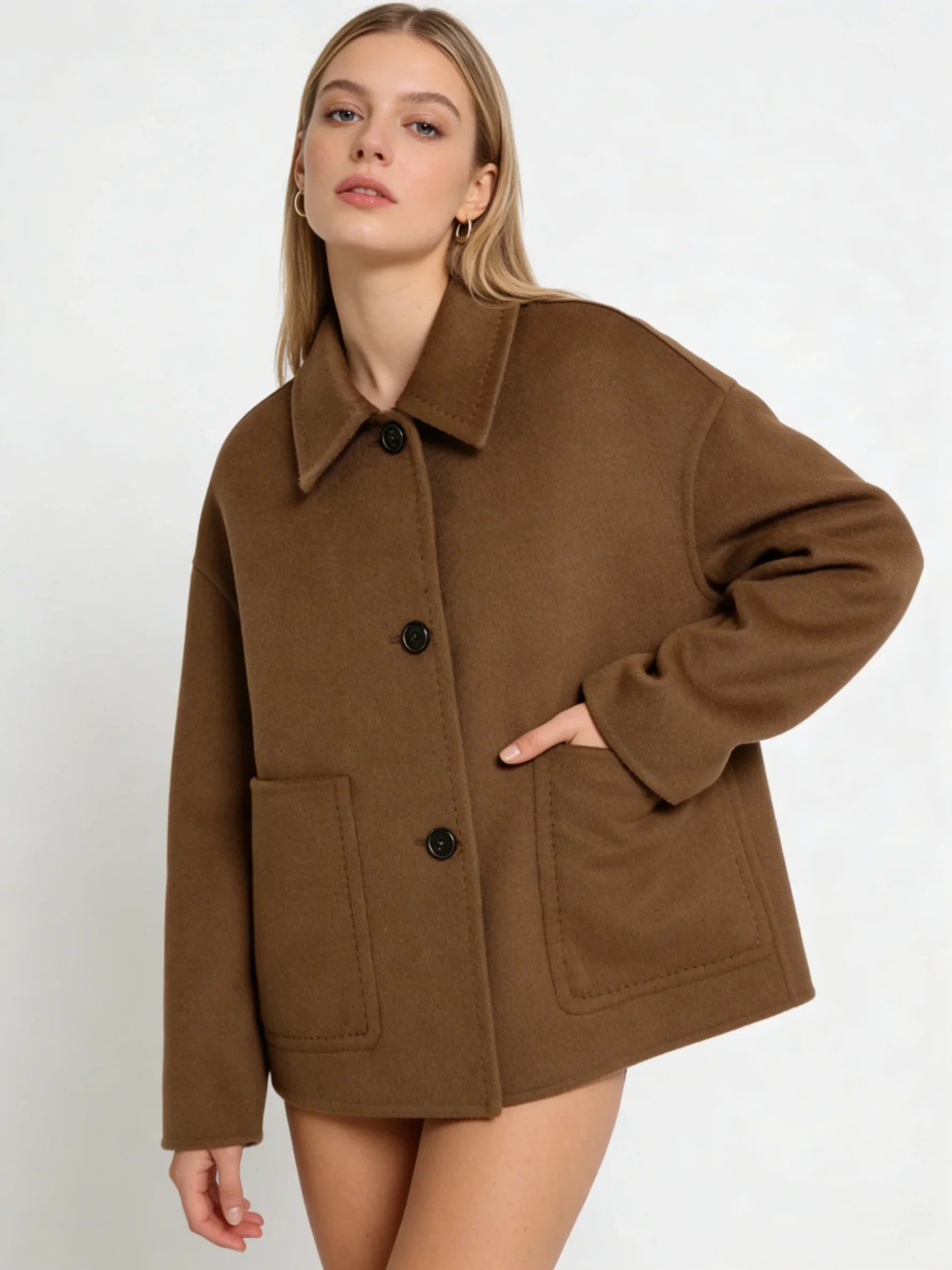 Simple Luxury Small Lapel Short Cashmere Coat | Premium Cashmere | Luxury Coat | Luxury Outerwear | CEID Fashion - Luxury Cashmere Outerwear by CEID - Image 6