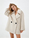 Large Lapel Short Coat with Fur Collar | Luxury Coat | CEID Fashion - Luxury Wool Outerwear by CEID - Image 2