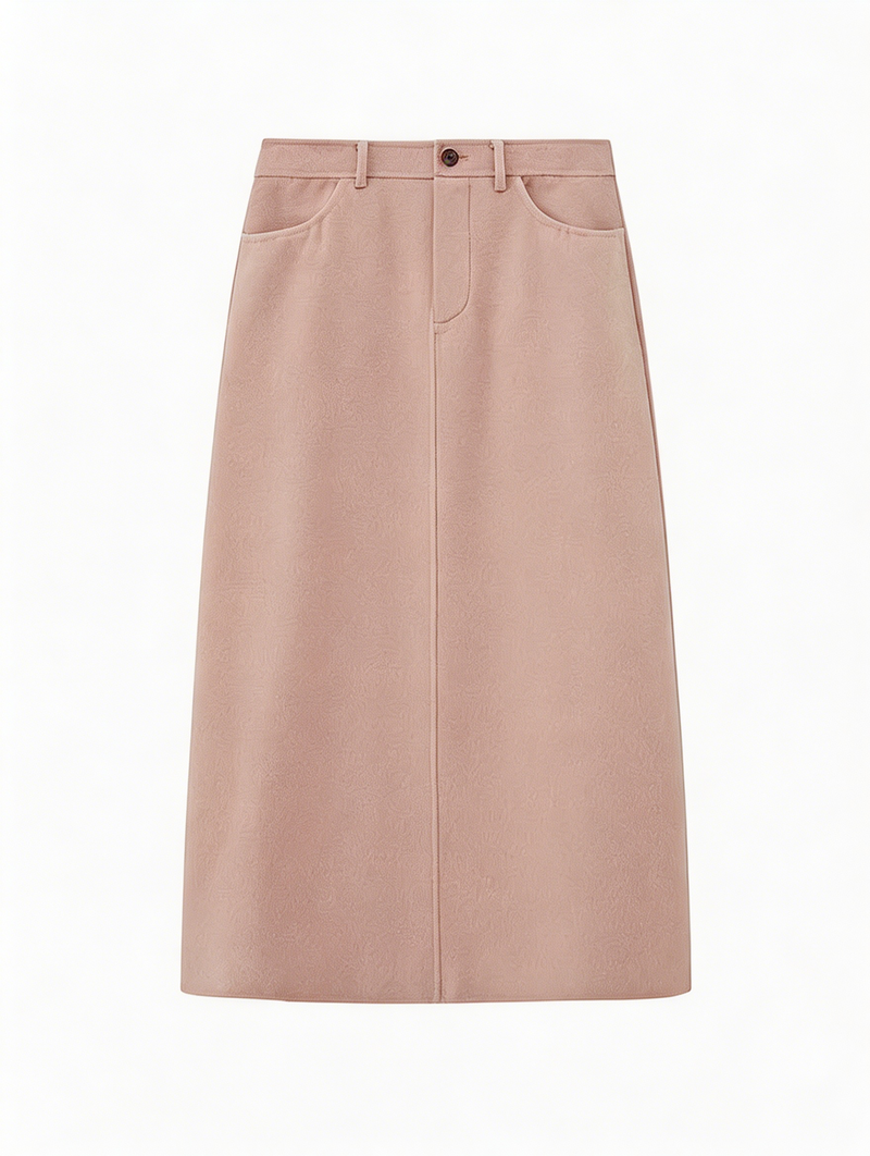 Wool Blend Draped Midi Skirt for Women | 14.5μm Ultra-Fine Luxury | CEID Authority