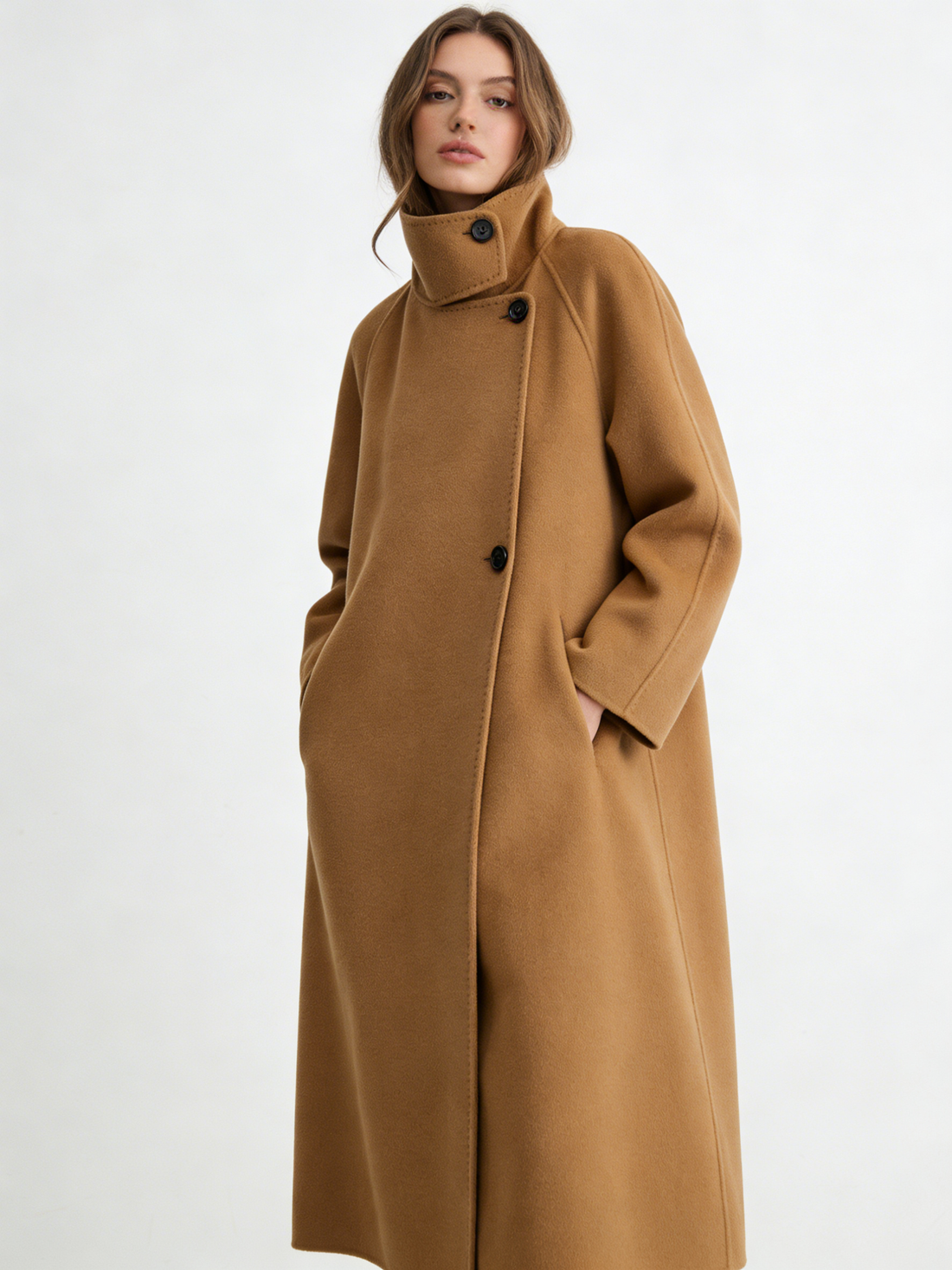 Luxury 100% Cashmere Hepburn Style Standing Collar Coat | Classic Elegant Outerwear | CEID Fashion - Luxury Cashmere Outerwear by CEID - Image 1