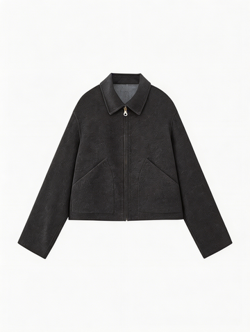 Wool Silk Blend Retro Cropped Coat | Premium Wool | Luxury Coat | CEID Fashion - Luxury Wool Outerwear by CEID - Image 1