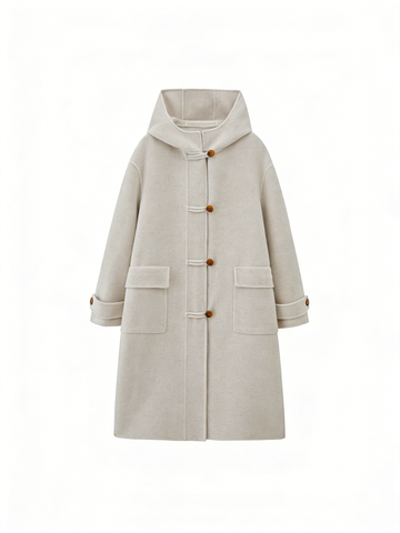 Single Breasted Hooded Long Wool Blend Coat | Premium Wool | Luxury Coat | CEID Fashion - Luxury Wool Outerwear by CEID - Image 1