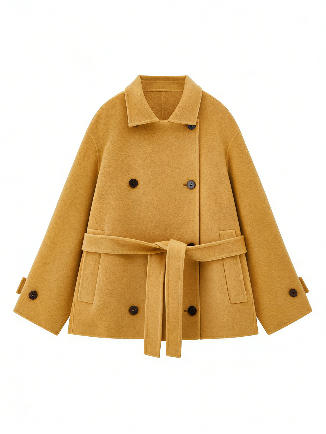 Double Breasted Lapel Short Wool Blend Coat | Premium Wool | Luxury Coat | CEID Fashion - Luxury Wool Outerwear by CEID - Image 1