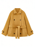 Double Breasted Lapel Short Wool Blend Coat | Premium Wool | Luxury Coat | CEID Fashion - Luxury Wool Outerwear by CEID - Image 1
