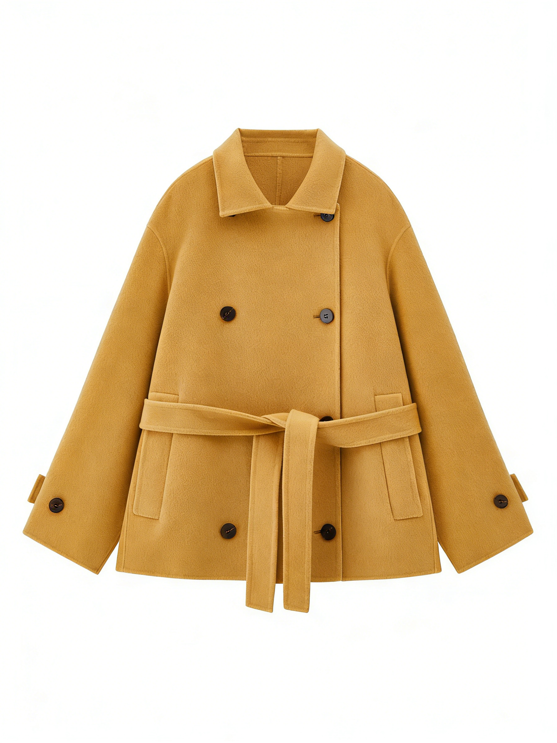 Double Breasted Lapel Short Wool Blend Coat | Premium Wool | Luxury Coat | CEID Fashion - Luxury Wool Outerwear by CEID - Image 1