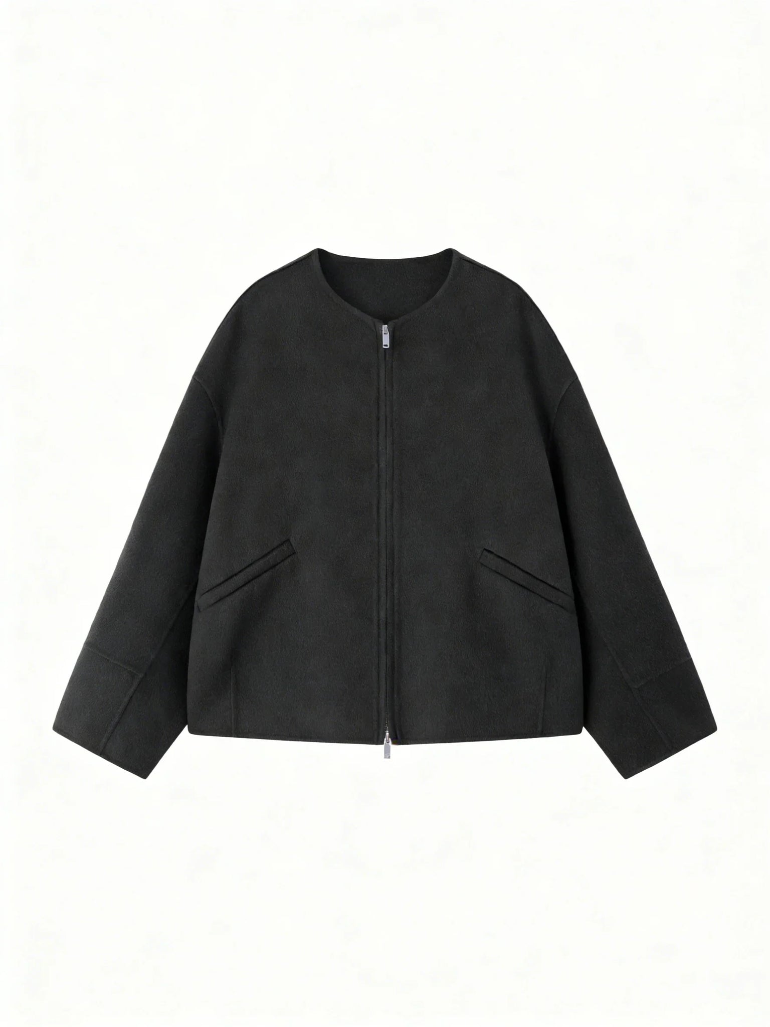 14.5μm Baby Cashmere Short Zip-Front Coat | Technical Fiber Series