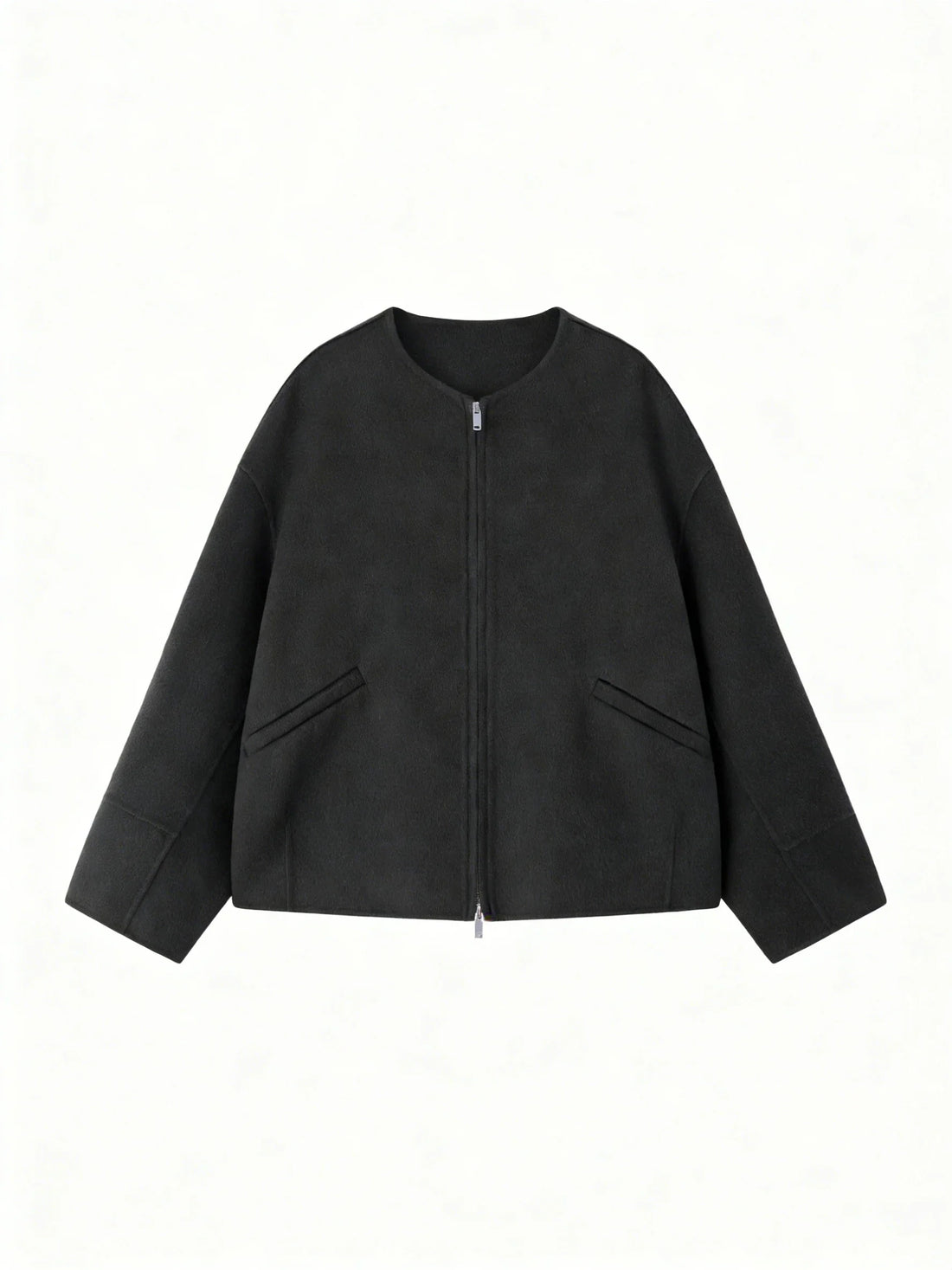 Round Neck Short Zip-Front Cashmere Coat | Premium Cashmere | Luxury Coat | CEID Fashion - Luxury Cashmere Outerwear by CEID - Image 1