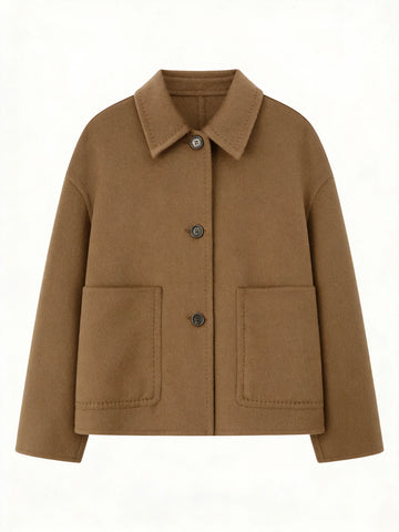 Simple Luxury Small Lapel Short Cashmere Coat | Premium Cashmere | Luxury Coat | Luxury Outerwear | CEID Fashion - Luxury Cashmere Outerwear by CEID - Image 1