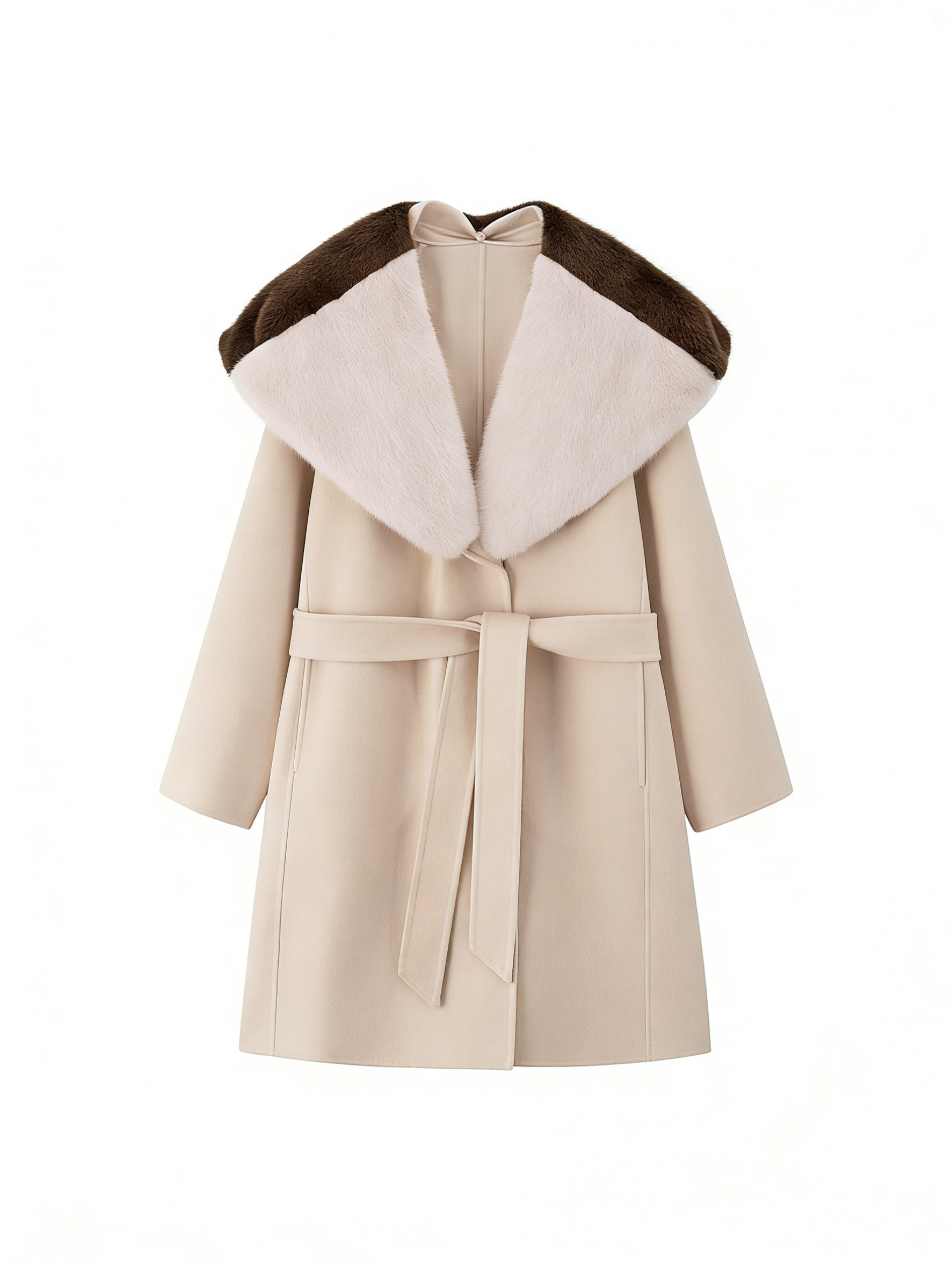 100% Cashmere Mid-Length Coat with Mink Collar | Luxury Winter Outerwear - Luxury Cashmere Outerwear by CEID - Image 1
