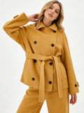 Double Breasted Lapel Short Wool Blend Coat | Premium Wool | Luxury Coat | CEID Fashion - Luxury Wool Outerwear by CEID - Image 2