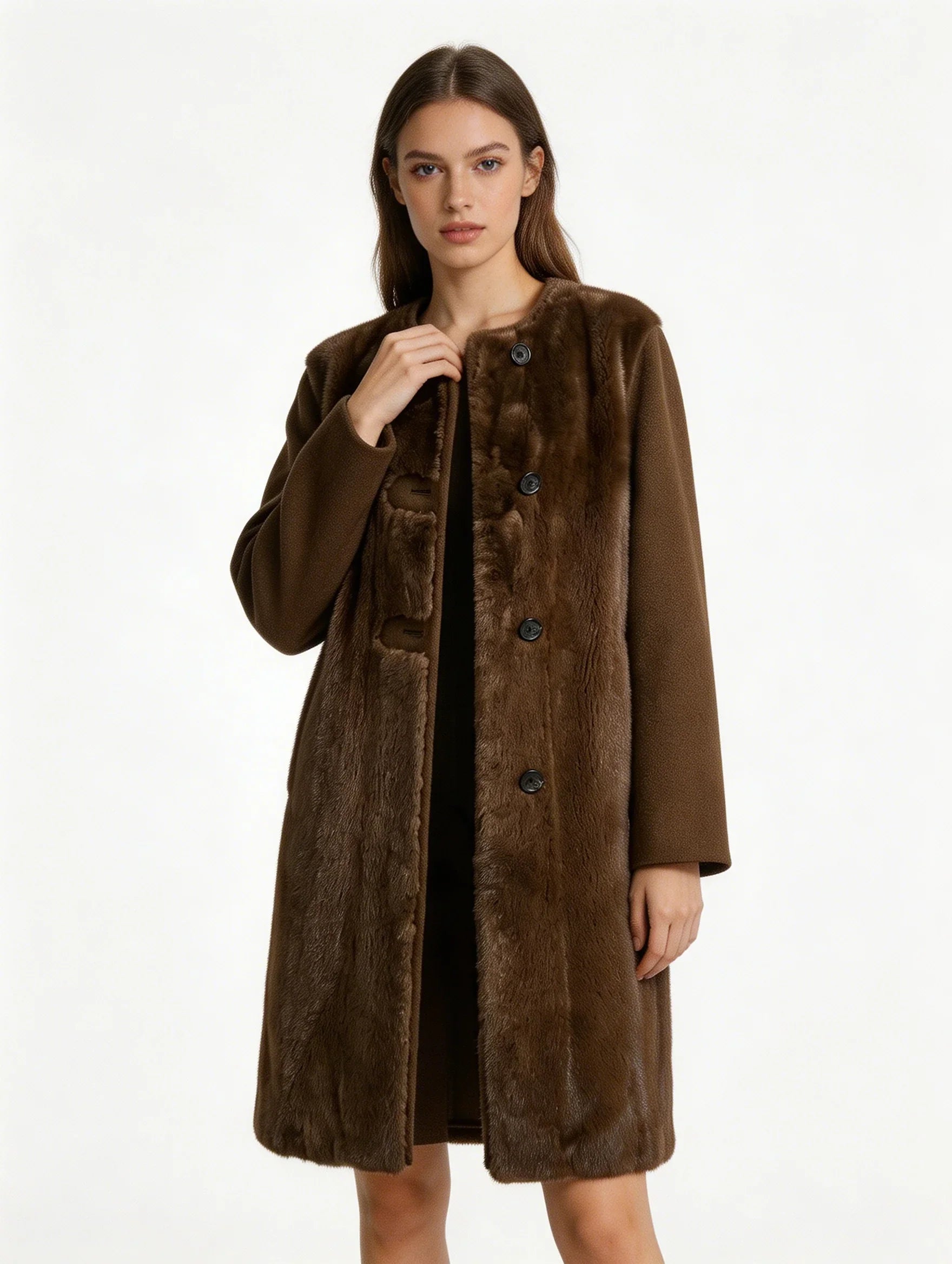 Round Neck Long Mink Cashmere Coat | Premium Cashmere | Luxury Coat | CEID Fashion - Luxury Cashmere Outerwear by CEID - Image 2